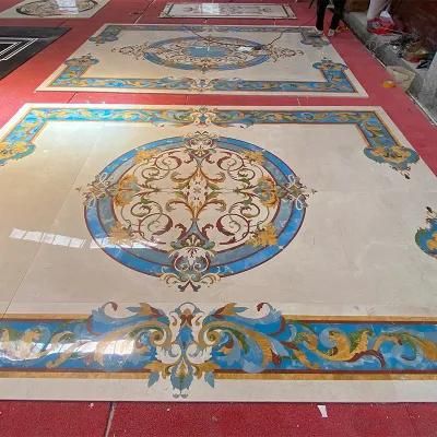 Customize Natural Marble Kaleidoscope Pattern Water-Jet Medallion Project Marble Tiles Cut to Size Parquet Waterjet Inlay