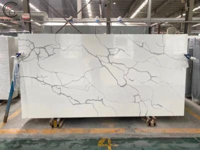 Artificial Marble Quartz Stone Calacatta Calarra Countertop White Slabs
