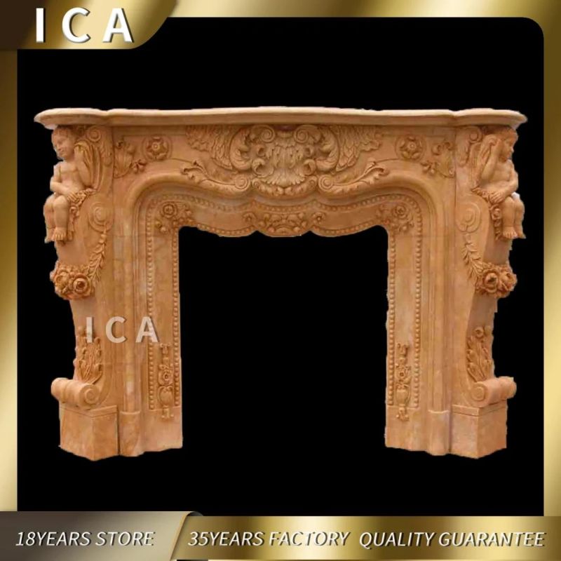 Exquisite Figure Carving Indoor Decorative White Marble Fireplace Surround
