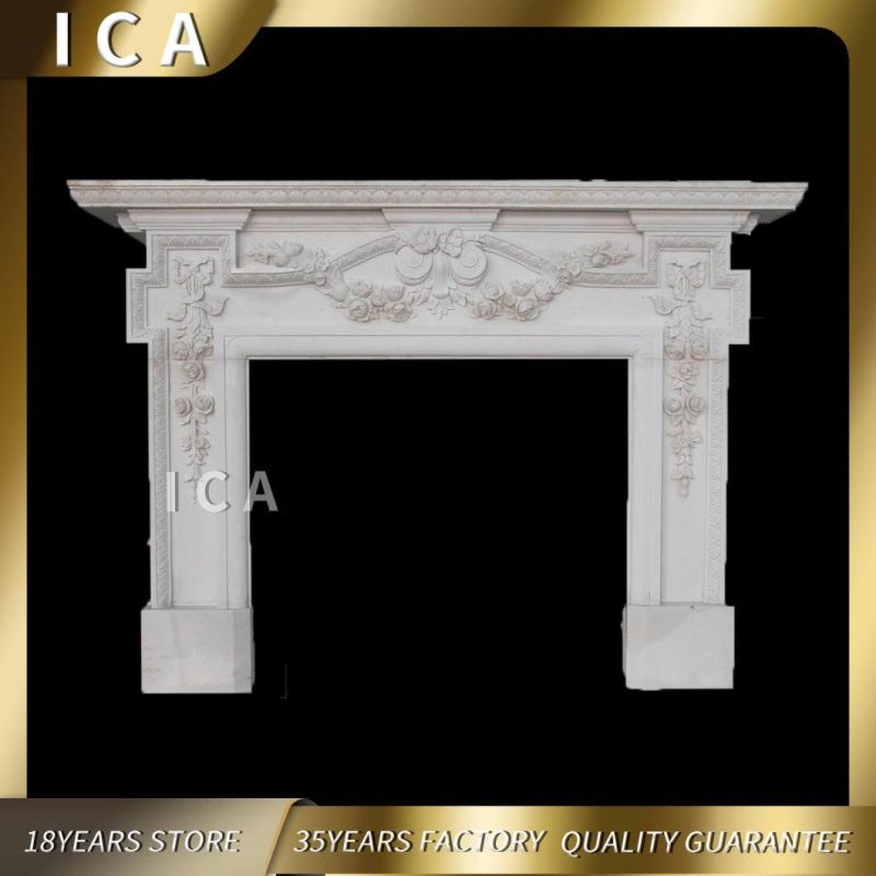White Marble Fireplace Decoration Mantel