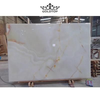 Natural Stone Hot Sales Polished Gold Veins White Onyx Countertop/Floor Tiles/Slab Tiles /Wall Tiles/Tabletop