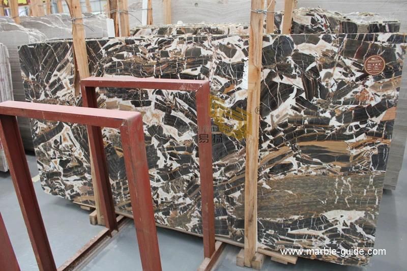 Natural Polished Black/Brown Marble Stone Tiles for Flooring/Wall/Table
