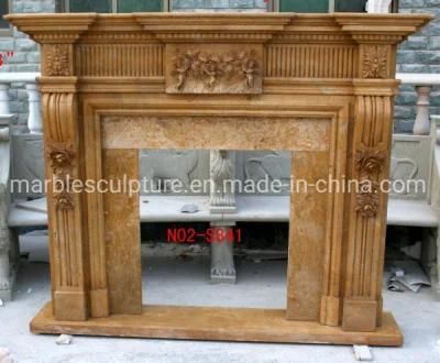 Antique European Style Yellow Stone Mantel Marble Fireplace (SYMF-246)