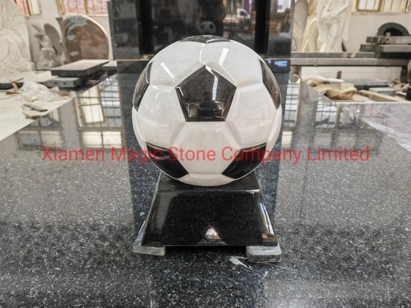 Chinese Natural Stone Design Black Granite Football Headstone
