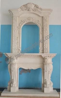 Classic Double Tiered Two Sided Stone Marble Fireplace Surround with Over Mantel (QY-LS821)