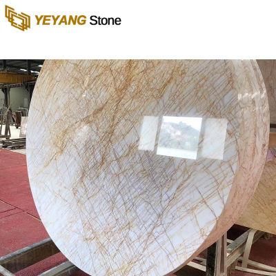 Polished Greece Golden Spider Marble Round Table