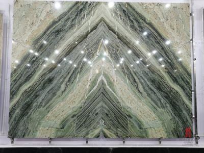 Luxury Background Green Bookmatched Marble Wall Slab