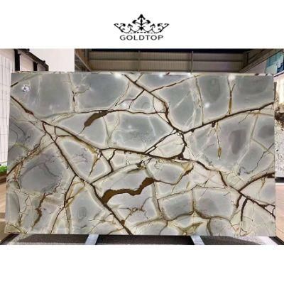 Luxury Stone Tabletops Bathroom Vanity Kitchen Cabinet Countertops Island Blue Rome Worktop Wall Panels Natural Stone Slab Marble Tiles