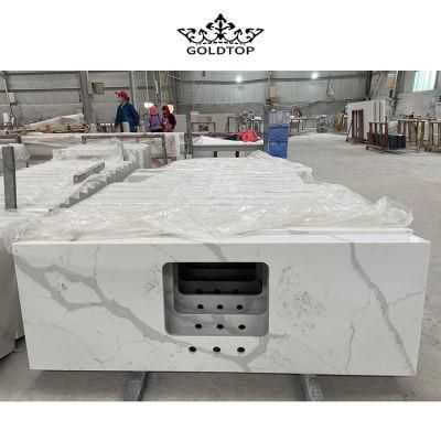 Artificial Quartz Stone 5007 Calacatta White Quartz Vanity Tops Countertops for Kitchen Bathroom