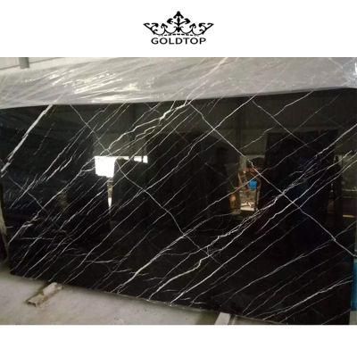 Natural Stone Polished Indoor Decoration Black Marquina Slab Marble Vanity Top