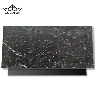 First Quality Natural Stone Slabs Polished Black Fossil Marble for Project Floor Wall Cut to Size Tiles Kitchen Bathroom Countertops