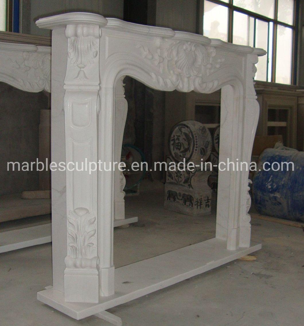 Factory Wholesale White Marble Fireplace in Stock (SYMF-281)