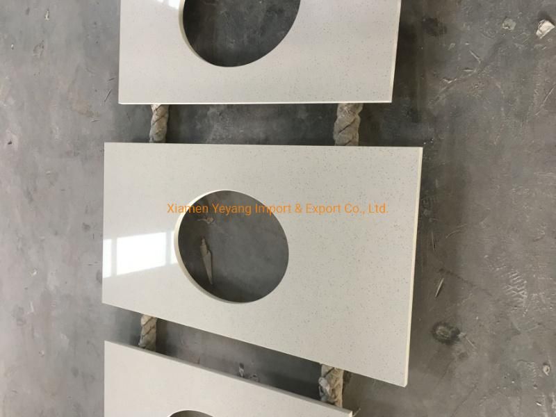 Solid Surface White Quartz Stone Countertop for Kitchen and Bathroom (YY-MS197)