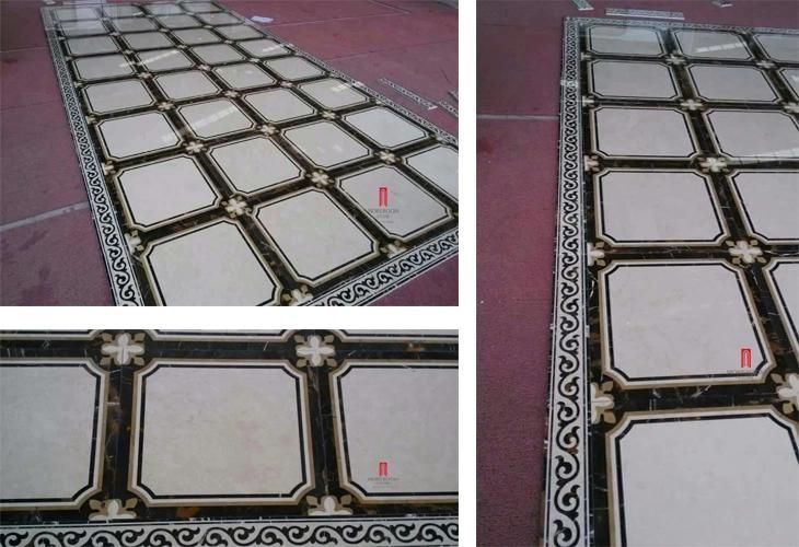 Living Room Cream Marfil and Portopo Real Marble Floor Tile