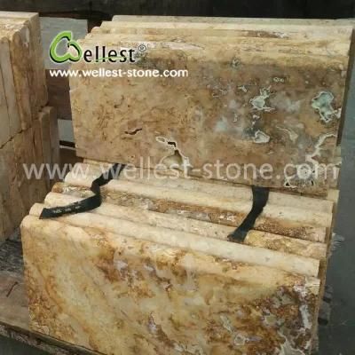 Dark Yellow Golden Coffee Bullnose Antique Rough Surface Travertine Swimming Pool Coping