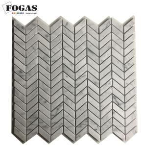 Chevron Carrara White Marble Tile Interior Walls
