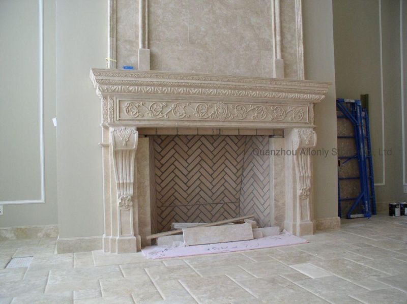 French Luxury Home Indoor Decoration Hand Carved Mantel Natural Marble Stone Fireplace Surrounds