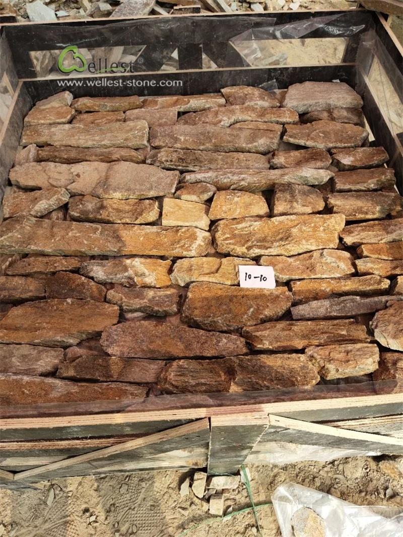 Q-025 Random Loose Stone Rusty Color Quartzite Loose Stone