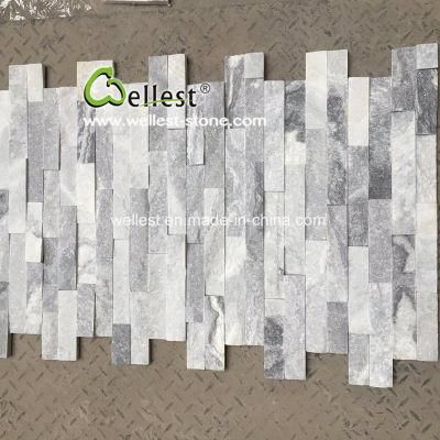 Alaska Cloudy White Grey Quartzite Culture Stacked Ledge Stone Veneer for Wall Cladding