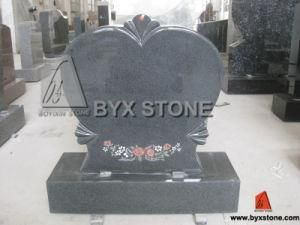 Heart Shape Monument / Tombstone with Flower Etching