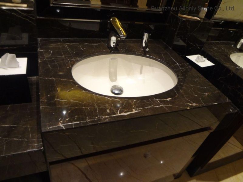 China Natural Emperador Dark Marble Top Vanity Table for Bathroom