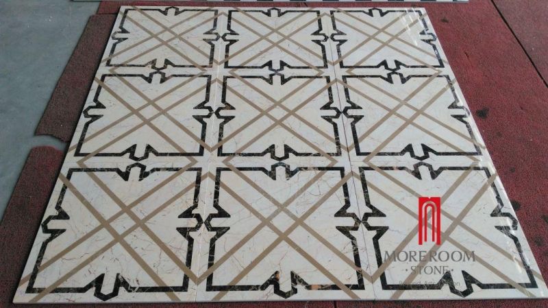 Waterjet Design Marble Cut Into Size Marble with Porcelain Tile