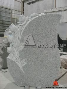 Cheap Design Beautiful Granite Stone Monument / Tombstone with Rose Hand-Carved