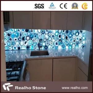 Natural Big Slabs Blue Agate Stone for Countertop/Coffee Table with Favourable Prices