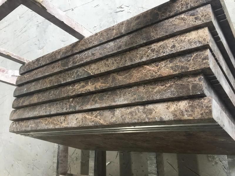 Tan Brown Marble Tiles for Stairs Steps and Riser with Antislip Groove