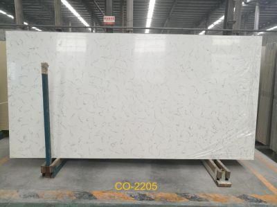 White Artificial Quartz Stone Slab of Carrara with Beautiful Veins