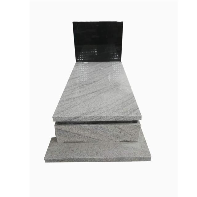 China Ash Grey Granite Memorial Monument Tombstone with Black Gravestone