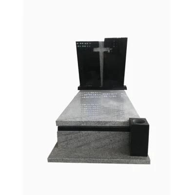 China Viscount White Granite Tombstone Monument with Black Headstones