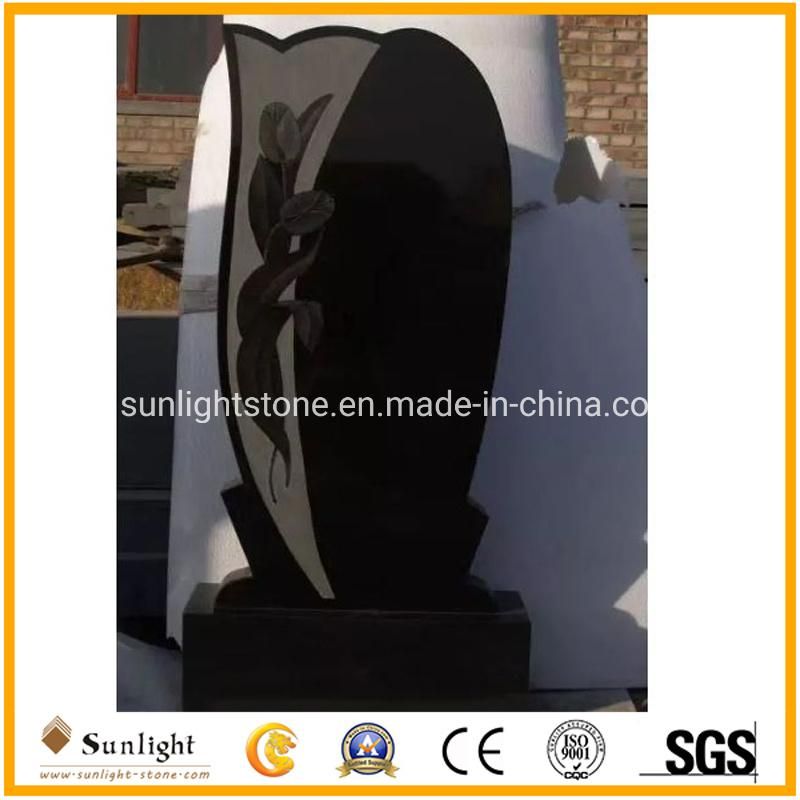 European/Russian/American Style Black Granite/Marble Tombstone Monument with Custom Design