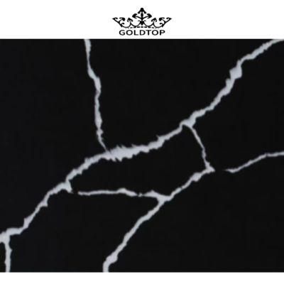 Artificial Stone Polished Factory Price White Veins Calacatta Black Stone Slab Quartz Countertop/Floor/Cabinet/Wall Tiles/Vanity