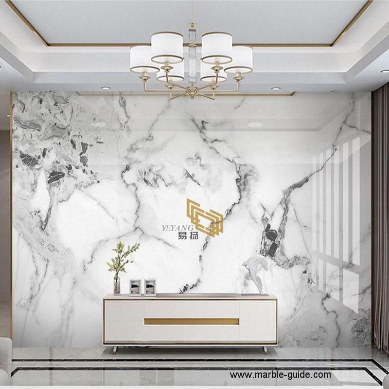 Natural Ink White Marble Stone Tile/Slab for Flooring/Bathroom/ Shower Wall/Vanity Tops/Flooring/Background