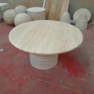 China Manufactures Beige White Roman Travertine Marble Round Table Top