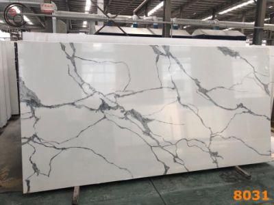 Artificial Quartz Stone Slab of Calacatta with Black Beautiful Veins