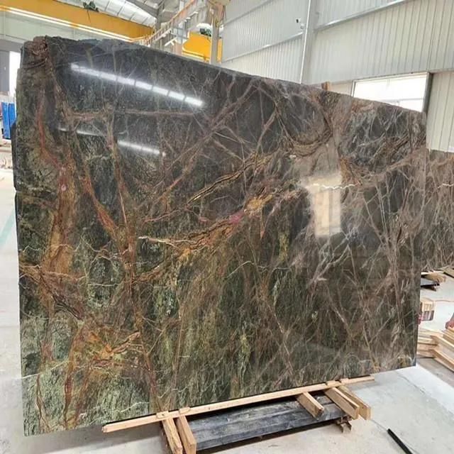 Forest Green Marble Slabs Countertops Vanity Tops All Natural Stone Big Slabs Marbles Indian Stone Cut to Size for Flooring Tile