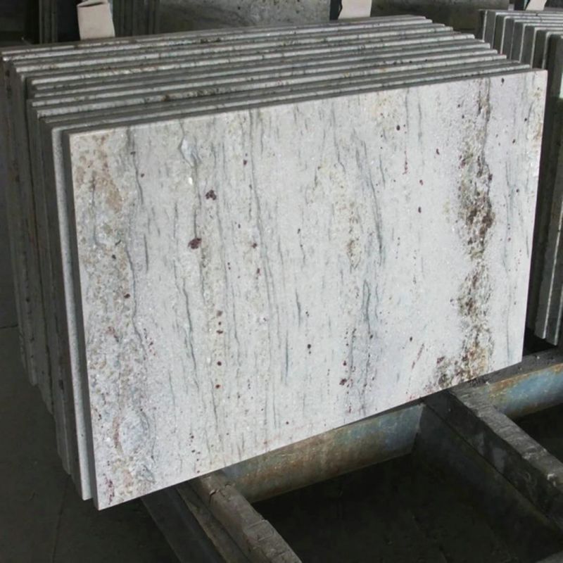 Customer Design Brazil Stone River White Waterfall Countertop Kitchen Granite Worktops