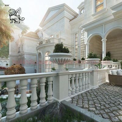 Blve Outdoor White Marble Stone Granite Railing Handrail Stone Baluster Balustrade for Stair Columns