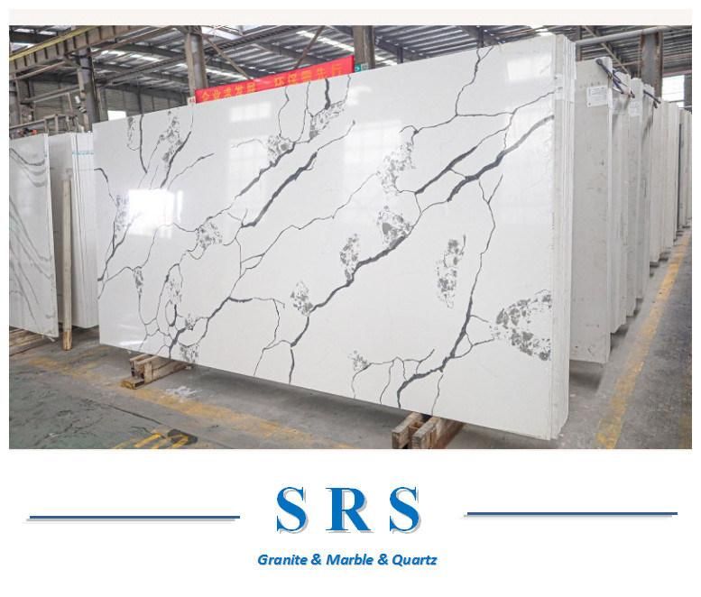 Prefab Quartz Countertop White Calacatta Artificial Stone Quartz Slabs
