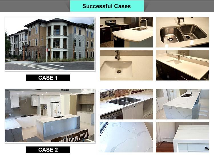 Carrara White Prefabricated Different Modular Quartz Stone Kitchen Countertop