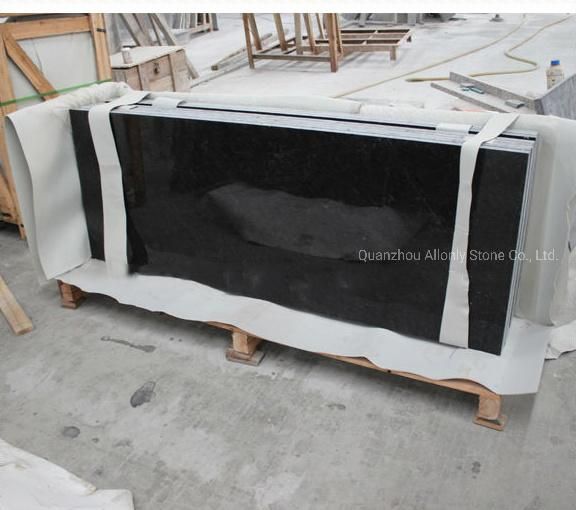 Leather Finish Angola Black Granite Countertops for Bathroom and Kitchen Design