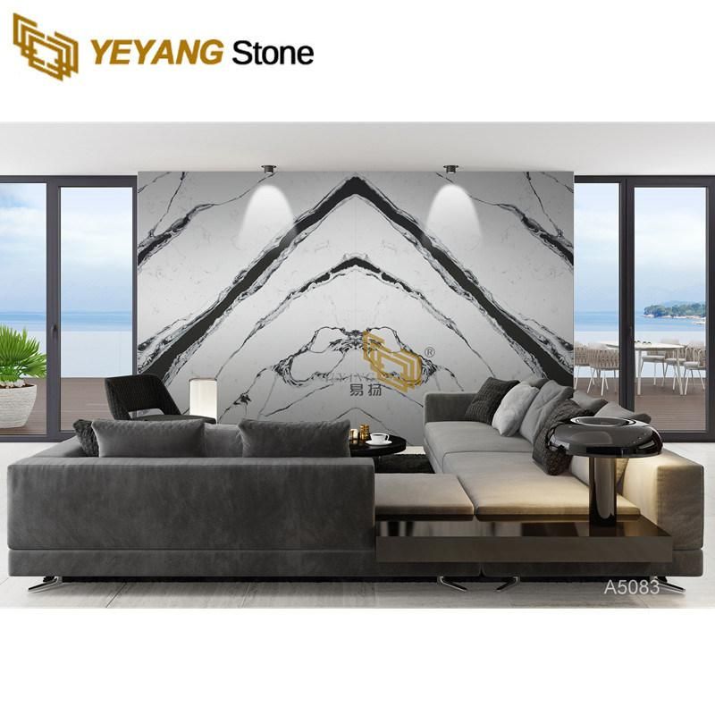Hot Selling Calacatta White Quartz Slab with Black Veins for Kitchen/Islan/Background/Interior/Decorationd/Countertop
