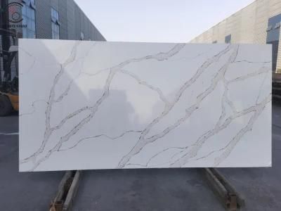 White Artificial Calacatta Quartz Stone Slab with Beautiful Veins Like Trees