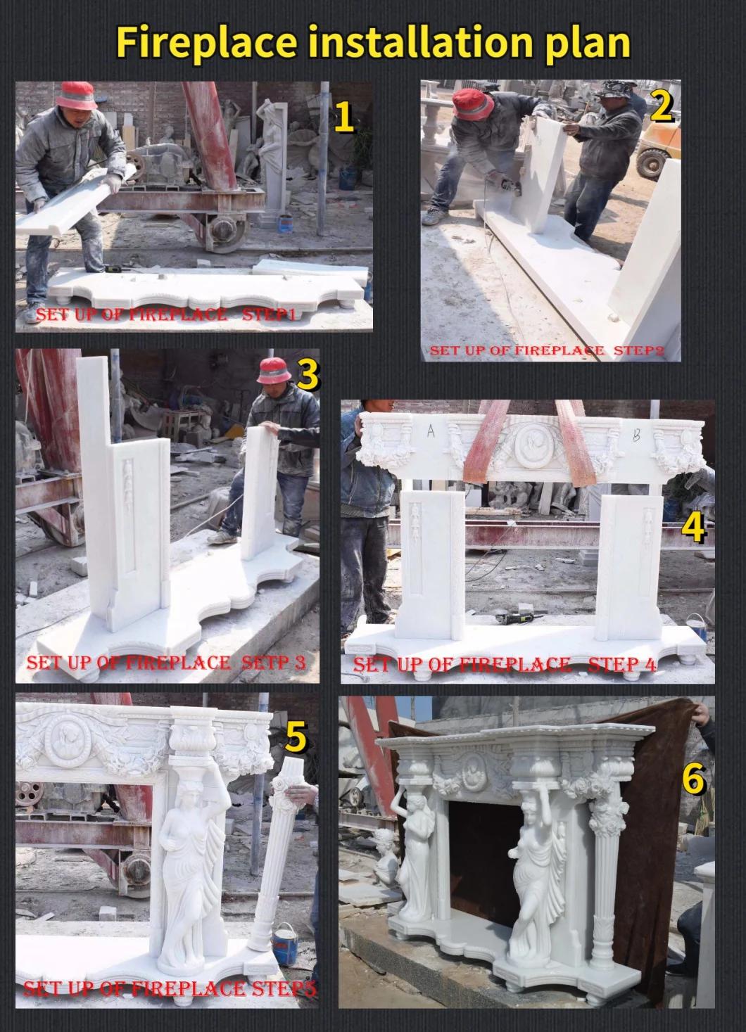 Indoor Natural Marble Fireplace and Stone Fireplaces