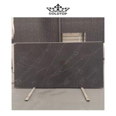 Home Decoration Artificial Stone Polished/Honed Surface Kitchen/Bathroom Countertop Laurent Black Quartz for Home