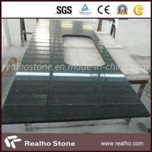 Popular Black Glass Quartz Stone Countertops for Kitchen