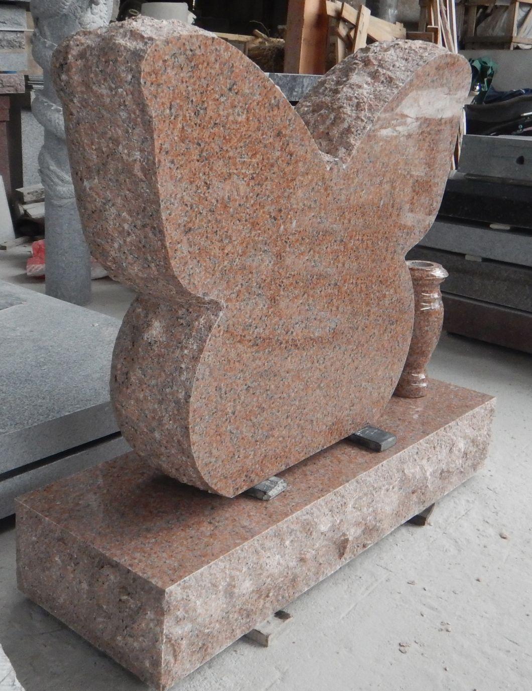 American Style Red Granite Monument Headstone with Vase