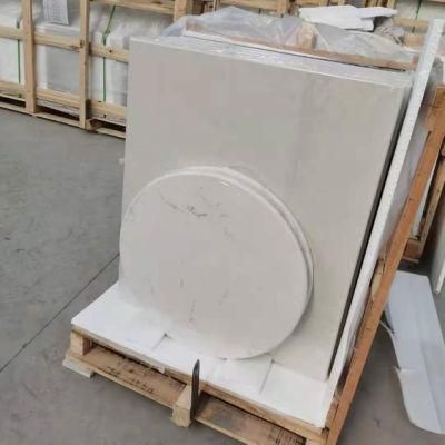 Factory Supply Quartz Stone Table Kitchen Tops White Quartz with Grey Veins